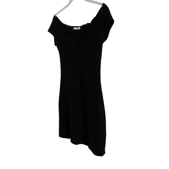 Reformation The Sweetheart Black Ribbed Knit Off-Shoulder Mini Dress S Party - Picture 4 of 10
